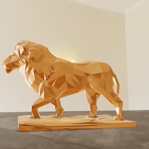lion low poly statue stl 3d print file