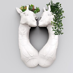 Giraff dubbel väggmonterad planteringskruka blomvas 3D-utskrift STL-fil
