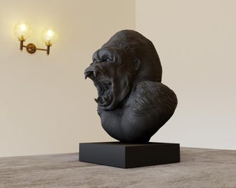 Gorilla head bust 3d printing STL file