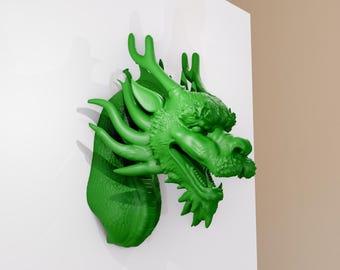 中国のドラゴンの轟音の頭の壁掛け 3D プリント STL ファイル - Etsy 日本