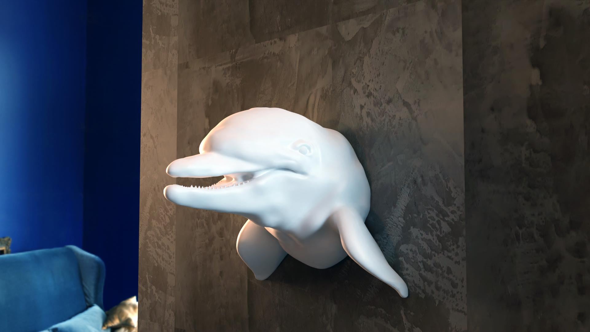 Dolphin head wall mount 3d printing STL file