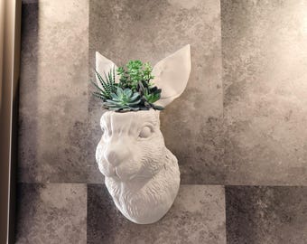 Jardinière murale en forme de tête de lapin, vase à fleurs, impression 3D fichier STL