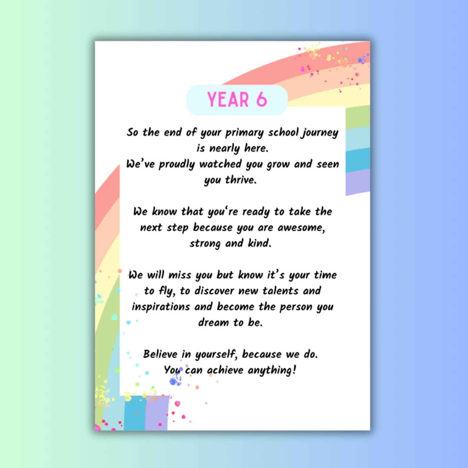 Y6 Grad Year 6 Leavers Poem - Etsy