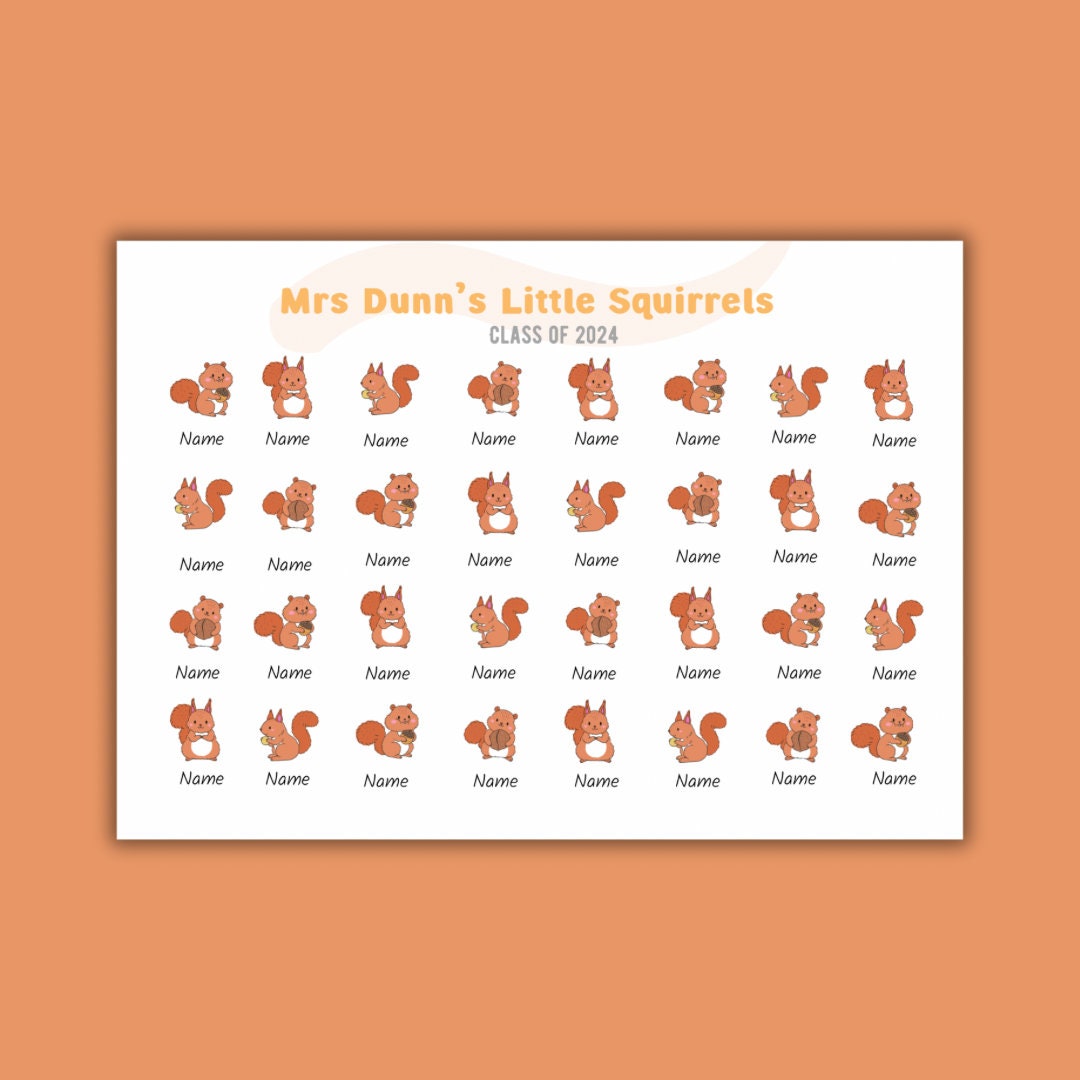 Squirrels Editable Class Gift Poster - Etsy