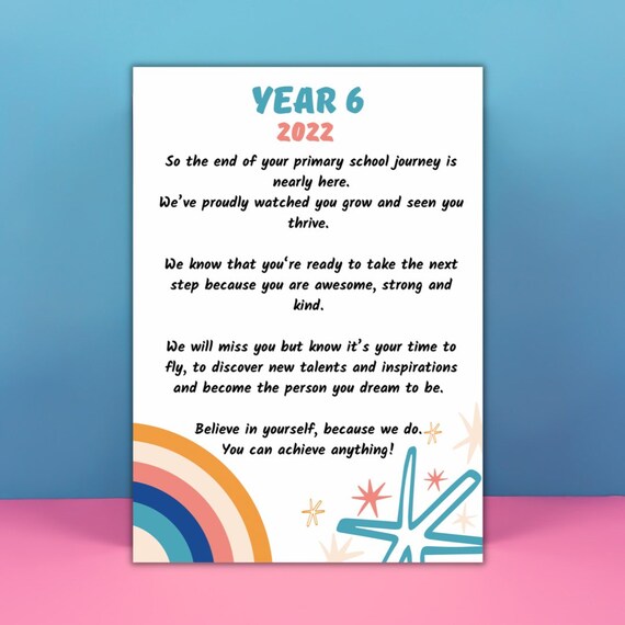 Year 6 Leavers Poem Keepsake Etsy