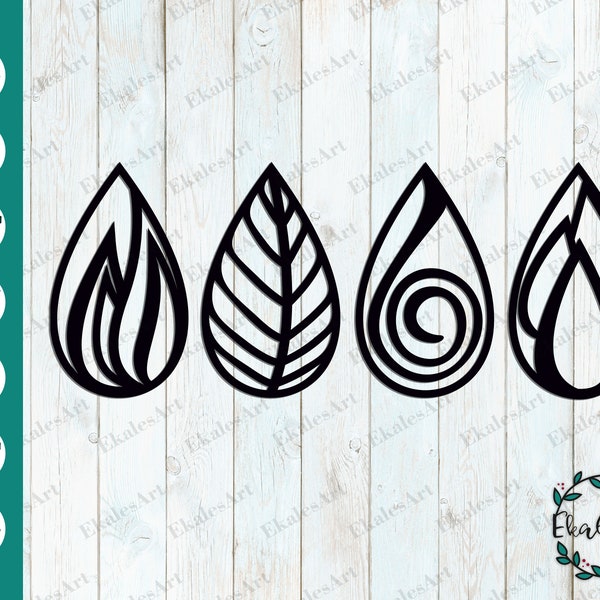 Four Elements SVG file, 4 Elements Symbols, Four Elements Template, Water Svg, Earth Svg, Air Svg, Fire Svg - Eps, Pdf, Dxf, Ai, Cdr, Png