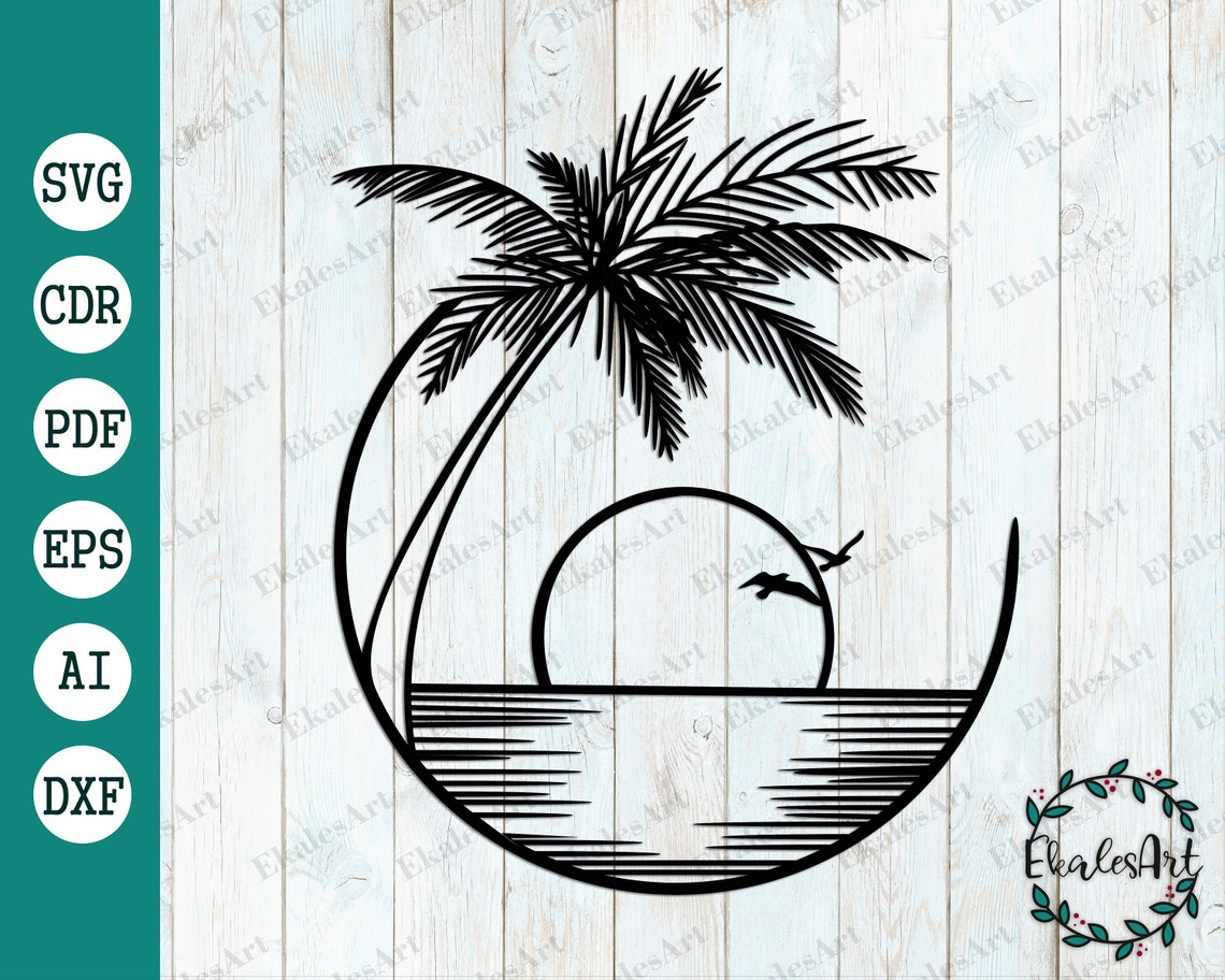 Palm Trees SVG File Tropical Sunset Cut File Palm Tree SVG - Etsy