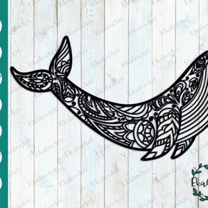 Whale SVG file, Blue Whale Svg, Humpback Whale svg, Ocean Animal Svg, Whale Clipart, Ethnic Pattern - Eps, Pdf, Dxf, Cdr, Png, Ai