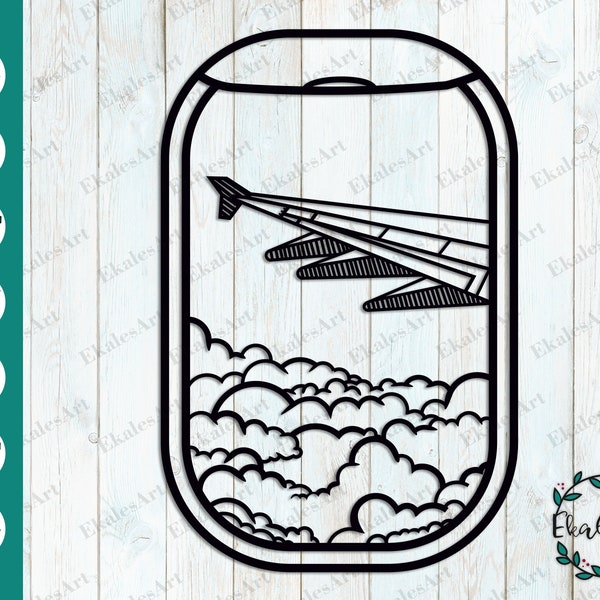 Airplane Window SVG, Airplane Wing Svg, Aircraft Scene, Airplane Svg, Adventure Template, Travel Svg, Laser Cut Files - Eps, Pdf, Dxf, Cdr