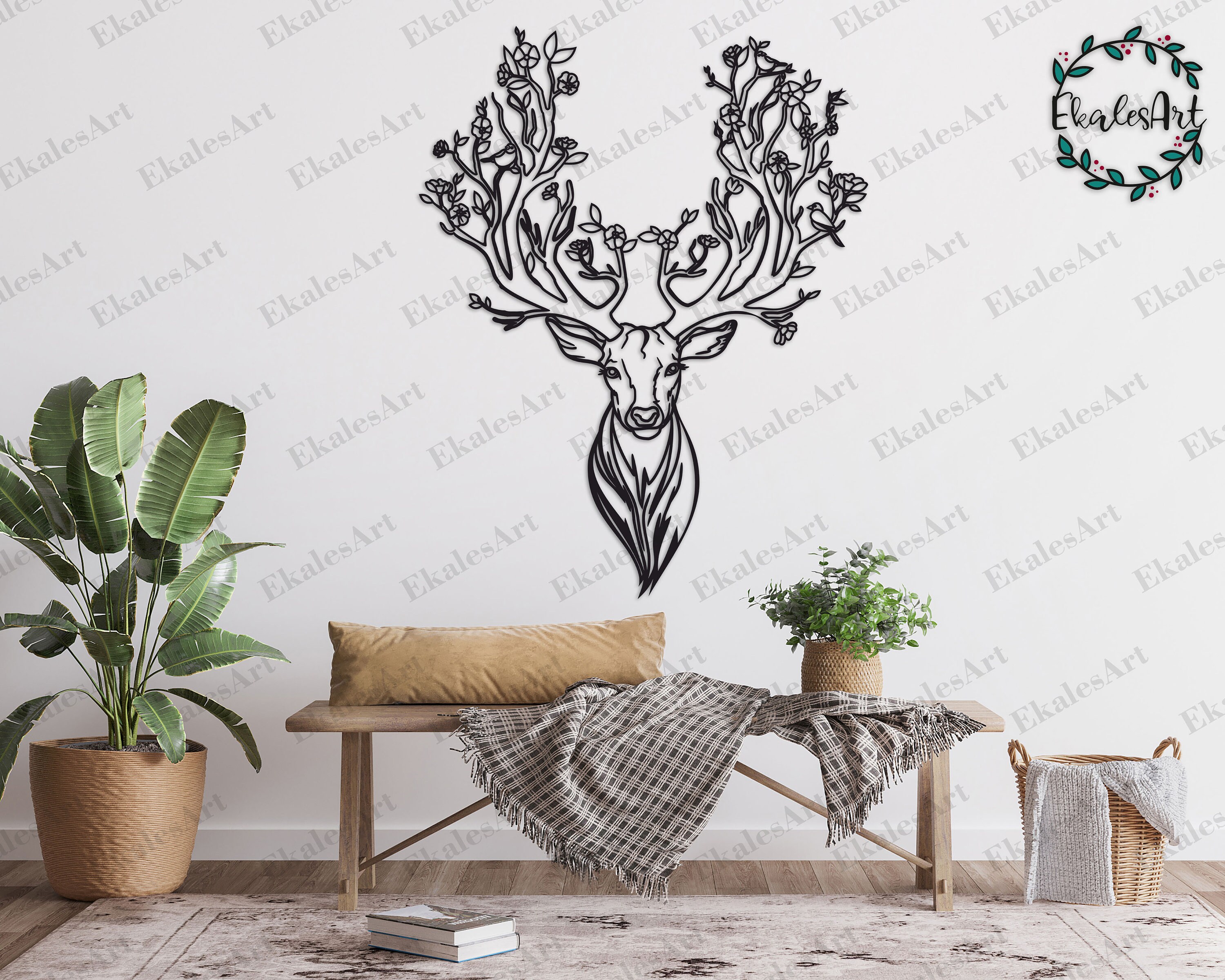 Floral Deer Antler SVG: Cricut Cut Files (eps, Pdf, Dxf, Cdr, Png) - Etsy