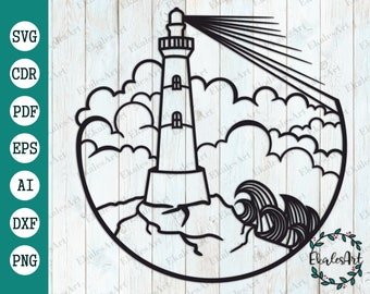 Lighthouse SVG File: Coastal Nautical Tower (Digital Download)