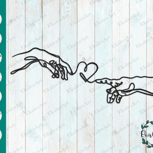 Creation of Adam Hands, Hand SVG Bundle, Michelangelo Svg, Hands and Heart Svg, Hands One Line Svg Bundle - Eps, Pdf, Dxf, Cdr, Png, Ai