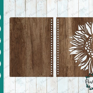 Copertina dell'album girasole File SVG, Copertina del quaderno File SVG tagliato, Planner SVG, Copertina in legno per quaderno A5, File tagliati al laser - Eps, Pdf, Dxf, Cdr, Ai