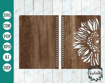 Sunflower Wood Notebook Cover SVG: A5 Laser Cut File (Digital Download)
