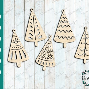 Árboles de Navidad Svg, Árbol de pino dibujado a mano Png, Árbol de pino de Navidad SVG, Archivo de corte de conjunto de decoración navideña, descarga instantánea - Eps, pdf, dxf, cdr