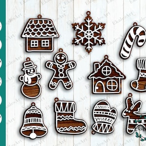 Lebkuchen Svg, Weihnachtskeks Svg, Christbaumschmuck SVG, Keks Backen, Glowforge Vektor - Eps, Pdf, Dxf, Png, Cdr