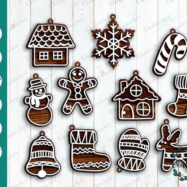 Gingerbread Svg, Christmas Cookie Svg, Christmas Tree Decorations SVG, Cookie Baking Crew, Glowforge Vector - Eps, Pdf, Dxf, Png, Cdr