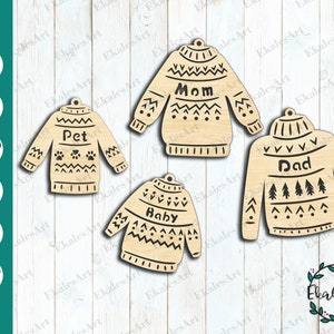Personalized Christmas Pullover Svg, Christmas Sweater Svg, Custom Christmas Tree Decorations SVG, Xmas Ornaments SVG, Glowforge File