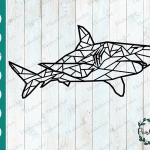 Rekin SVG, Rekin Laserowo Cięty Plik, Ocean Life Svg Cięty Plik, Rekin Clipart, Geometryczna Sylwetka Ryby - Eps, Pdf, Dxf, Cdr, Png, Ai