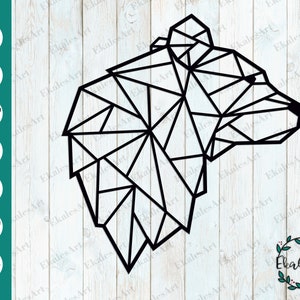 Bärenkopf SVG Datei, Polygonale Bär Svg, Bär Svg Cut File, Bär Silhouette, Bär Gesicht SVG, Vinyl, Gravur - Eps, Pdf, Dxf, Ai, Cdr, Png