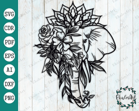 Mandala Elephant SVG File: Laser Cut Ornament, Print (Digital Download)