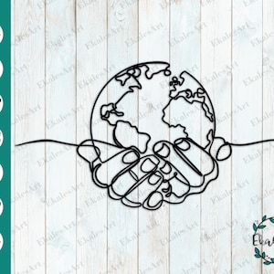 Planet Earth SVG file, Globe Clipart, Earth Day Cut File, Go Green Template, Planet Svg Laser Cut File - Eps, Pdf, Dxf, Cdr, Png, Ai