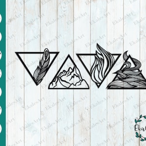 Four Elements Symbols SVG: Earth, Air, Fire, Water Clipart (Digital Download)
