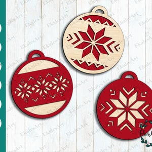 Laser Svg Christmas Balls, Barn Quilt Pattern Svg, Mosaic Christmas Tree Decorations SVG, Glowforge Vector, Instant Download - Eps, Pdf, Dxf