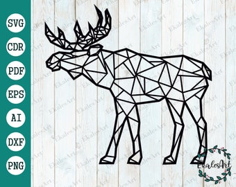 File SVG di alce: file di taglio poligonale della fauna selvatica (download digitale)