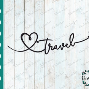 Arquivo SVG de viagem, arquivo de corte de aventura, clipart de viagem, coração de avião Svg, Svg de avião, pacote Svg de avião - Eps, Pdf, Dxf, Cdr, Png, Ai