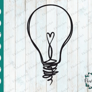 Arquivo SVG de lâmpada Doodle, clipart de lâmpada, arquivo de corte de lâmpada Edison, lâmpada elétrica Cricut Svg, desenhado à mão - Eps, Pdf, Dxf, Cdr, Png, Ai