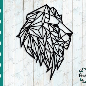 Arquivo SVG de cabeça de leão, Lion Svg, Lion Face Svg, Lion Stencil, Polygonal Lion SVG, Safari Svg, Arquivos para Cricut - Eps, Pdf, Dxf, Ai, Cdr, Png