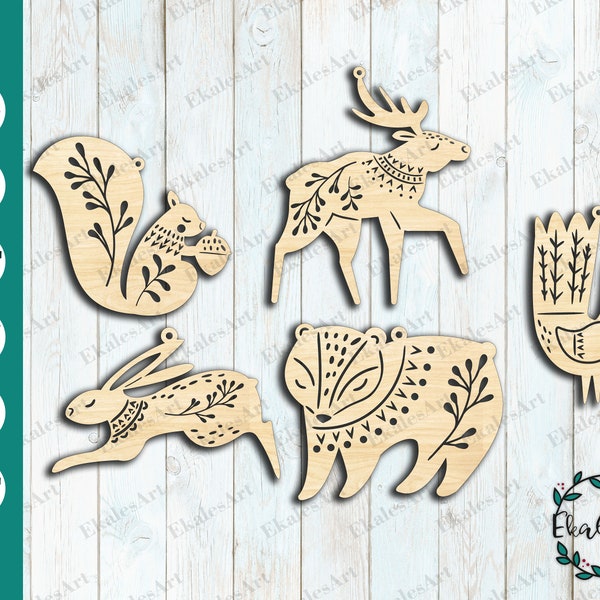 Forest Animals Svg, Christmas Ornaments SVG, Christmas Decoration Set Cut File, Christmas Scene svg, Instant Download - Eps, Pdf, Dxf, Cdr