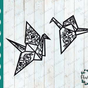 Papier Kraan SVG, Origami Kraan Svg, Origami Gesneden Bestand, Abstract Svg, Japans Decor, Silhouet van Vogels Svg - Eps, Pdf, Dxf, Ai, Cdr, Png