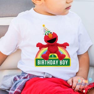 Personalized Elmo Birthday Toddler T-Shirt, Cute Birthday Attire, Kids Party Shirt, Elmo Themed Gift, Sesame Street Shirt