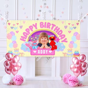 Personalized Birthday Banner, Abby Cadabby and Elmo Birthday Banner, Custom Party Decoration, Kids Birthday Decorations, 1st Birthday Banner