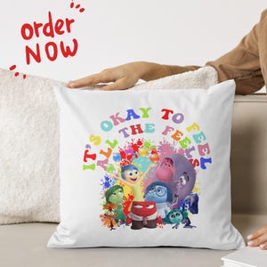 Linda almohada de adentro hacia afuera, hoy me siento, está bien sentir todos los sentimientos, nueva emoción alegría, envidia, hastío, tristeza, Bingbong, asco, miedo, ira