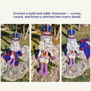 Crochet Pattern Royal King Doll | Jewish Amigurumi with Beard, Crown & Robe | Hebrew Instructions Only  | Advanced Level | Instant PDF