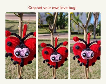 Heart Beetle Crochet Pattern PDF | 16cm Amigurumi Plush Toy | English & Hebrew Tutorial | Beginner Friendly | Instant Download
