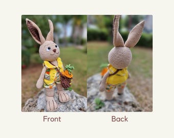 Crochet Pattern Noni the Rabbit PDF | Stylish Bunny with Bag & Shorts | Advanced Amigurumi | Hebrew Language | Instant Download