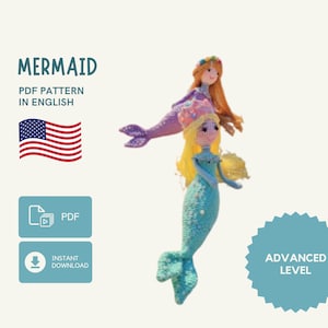 Crochet Mermaid Doll Pattern PDF | Ocean-Themed Amigurumi with Long Hair & Fins | Advanced Level | English Instructions | Digital Download