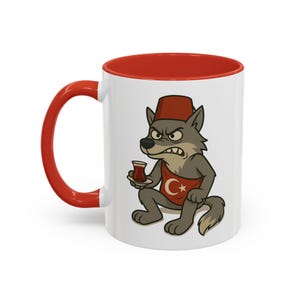Funny Turkish Tea Wolf Coffee Mug, Unique Animal Lover Gift, Ceramic Tea Cup, Funny Quite,Birthday Present, Drinkware