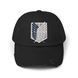 Attack on Titan Wings of Freedom Scouts Unisex Distressed Cap, Casual Vintage Hat, Graphic Baseball Cap, Gift for Him/Her, Summer Style