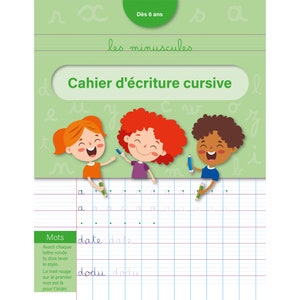 Cuaderno de escritura cursiva, aprendizaje de escritura cursiva, letras minúsculas, a partir de 6 años. 44 páginas