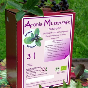 3 x 3l organic aronia juice 2023 mother juice direct juice Kühnerts-Hofladen Saxony image 2