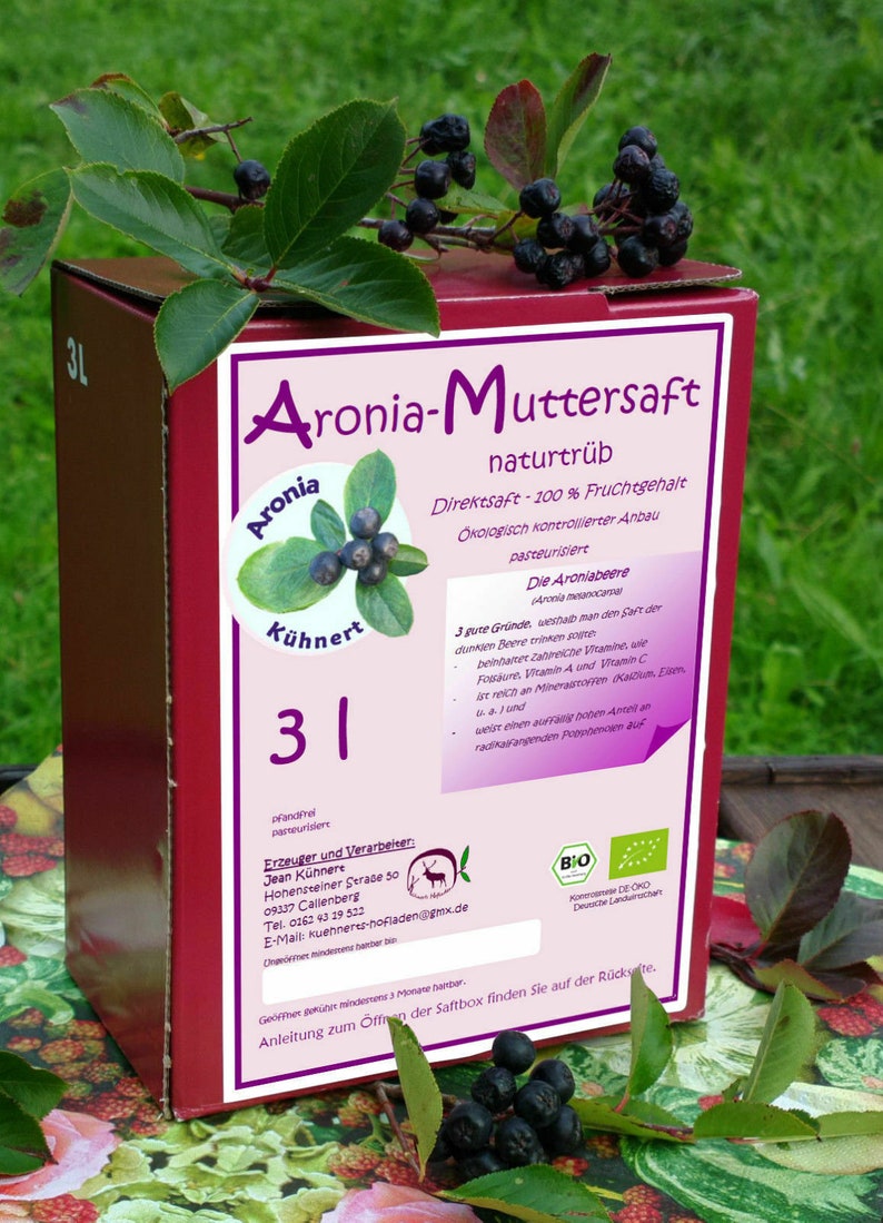 3 x 3l organic aronia juice 2023 mother juice direct juice Kühnerts-Hofladen Saxony image 2