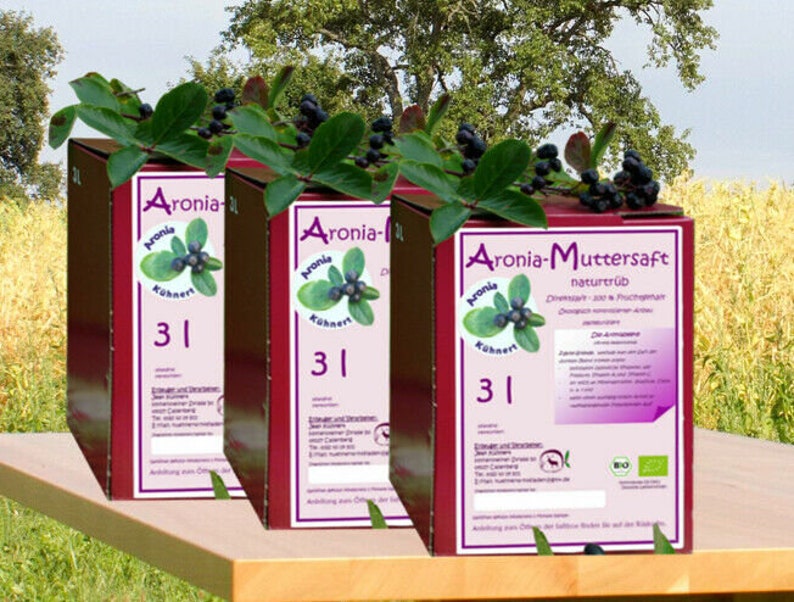 3 x 3l organic aronia juice 2023 mother juice direct juice Kühnerts-Hofladen Saxony image 1