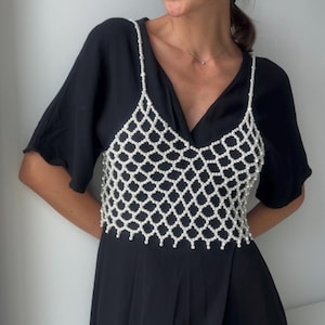 Top di perle. Stile da sposa. Top di perle, reggiseno di perle fatto a mano, reggiseno di perle, regali di compleanno, festa di carnevale, costume da sirena, top corto
