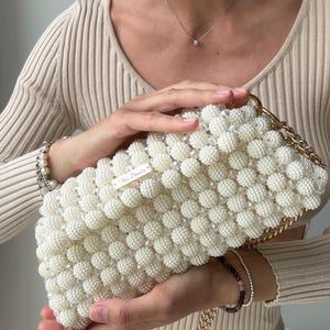 Bolsa de luxo feminina com contas, bolsa de pérolas, bolsa de cristal, presente para mulheres, bolsa de noite, carteira elegante, bolsa para caminhada, festa de primeira comunhão, presente para meninas