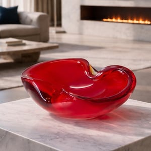 Murano - Ruby Red Glass Candy Dish - Glas